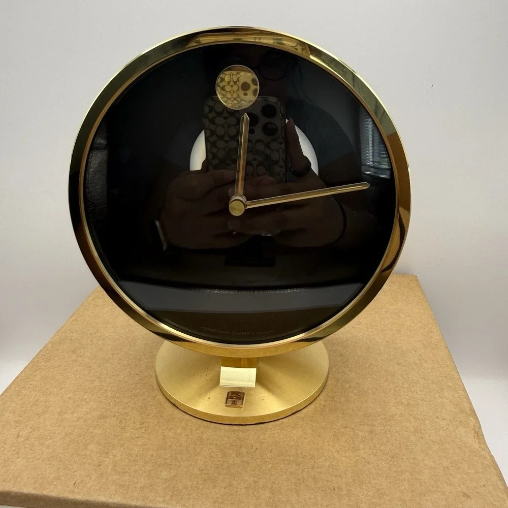 VINTAGE HOWARD MILLER NATHAN GEORGE HORWITT BRASS MUSEUM DESK CLOCK MOVADO MCM